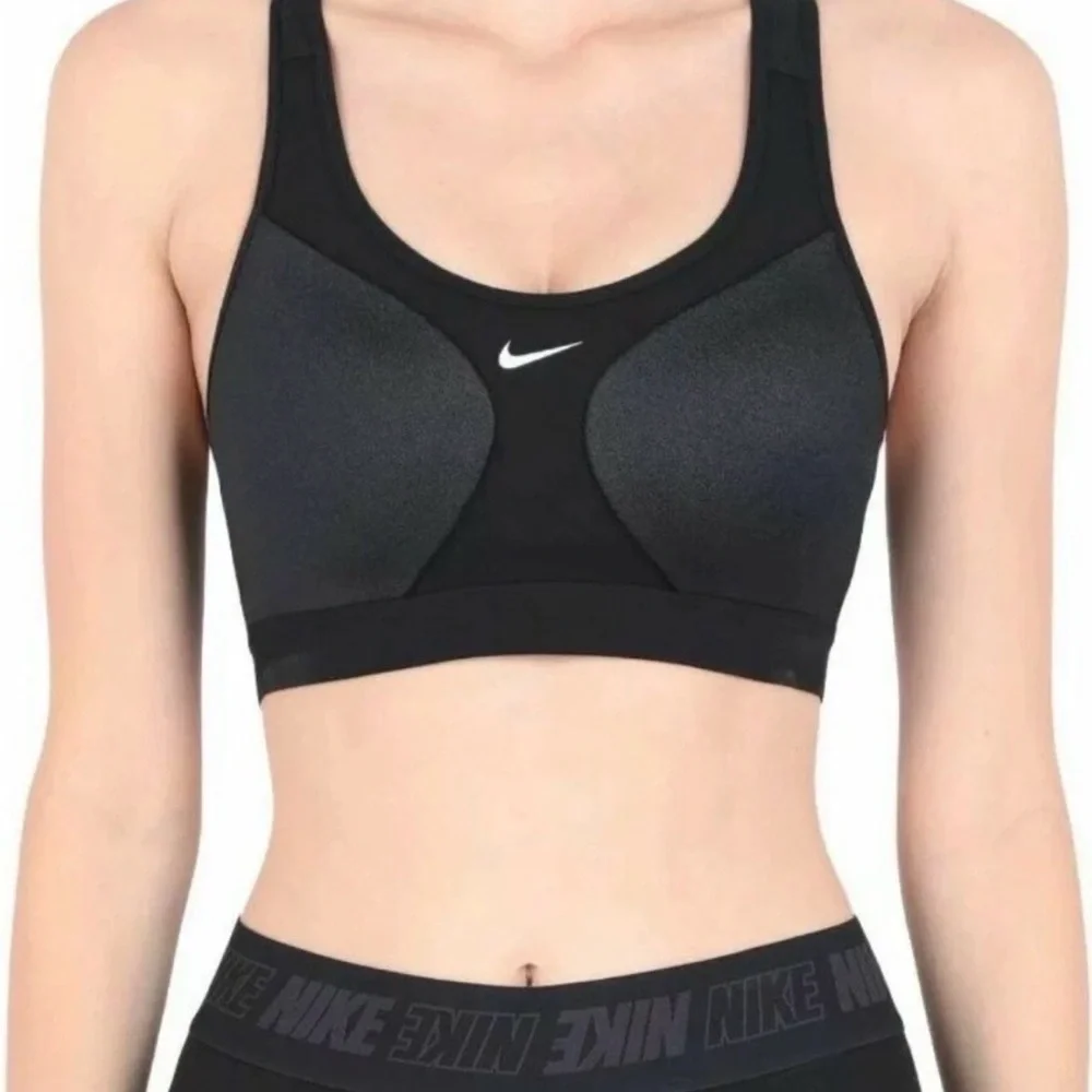NWOT Nike Black Racerback Compression Sports Bra with Swoosh Size Medium - Picture 2 of 4